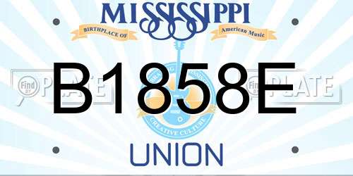 B1858E Mississippi License Plate