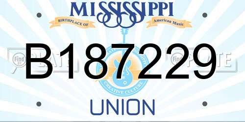 B187229 Mississippi License Plate