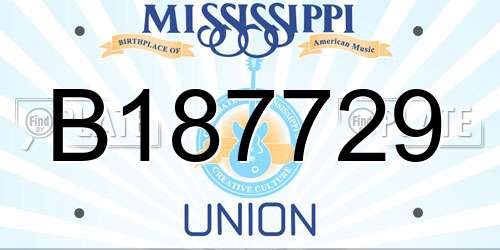 B187729 Mississippi License Plate