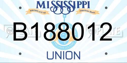 B188012 Mississippi License Plate