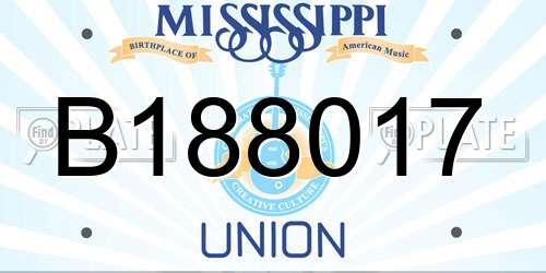 B188017 Mississippi License Plate