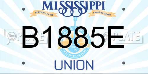 B1885E Mississippi License Plate