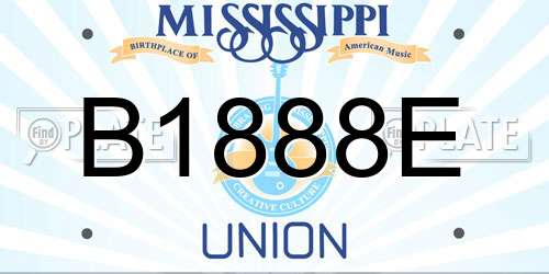 B1888E Mississippi License Plate