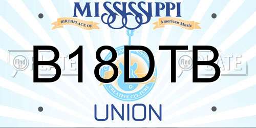 B18DTB Mississippi License Plate