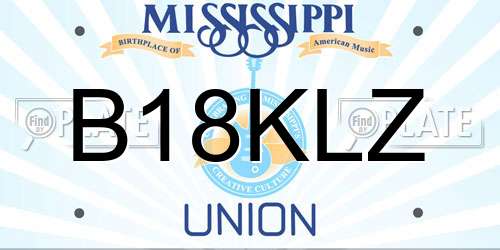 B18KLZ Mississippi License Plate