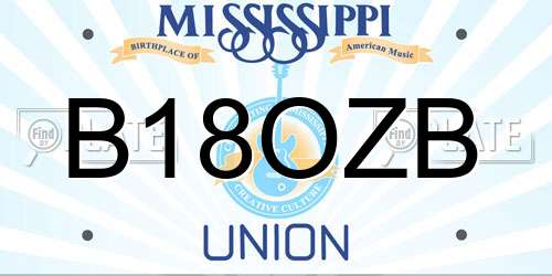 B18OZB Mississippi License Plate