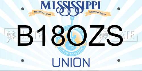 B18OZS Mississippi License Plate