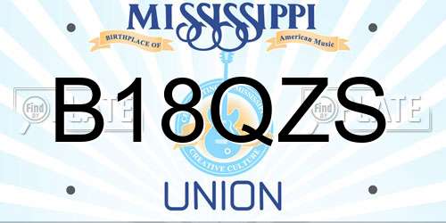 B18QZS Mississippi License Plate
