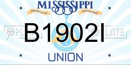 B1902I Mississippi License Plate