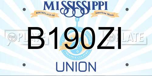 B190ZI Mississippi License Plate