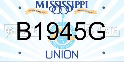 B1945G Mississippi License Plate