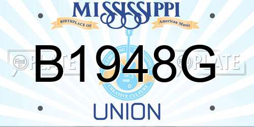 B1948G Mississippi License Plate
