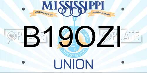 B19OZI Mississippi License Plate