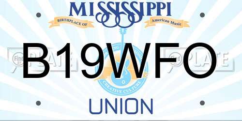 B19WFO Mississippi License Plate