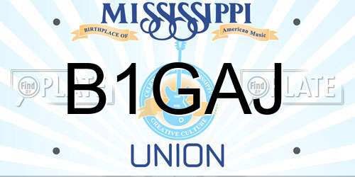B1GAJ Mississippi License Plate