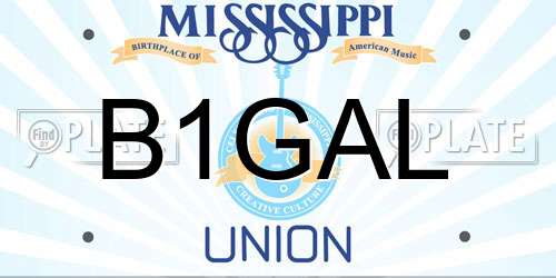 B1GAL Mississippi License Plate