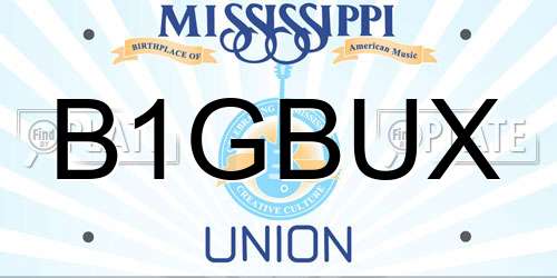 B1GBUX Mississippi License Plate