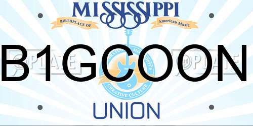 B1GCOON Mississippi License Plate