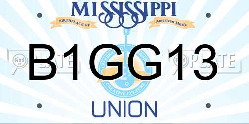 B1GG13 Mississippi License Plate