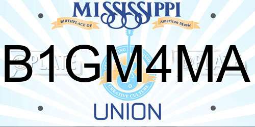 B1GM4MA Mississippi License Plate