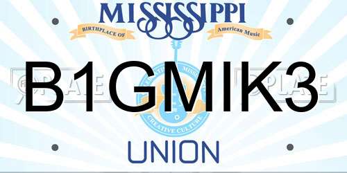 B1GMIK3 Mississippi License Plate