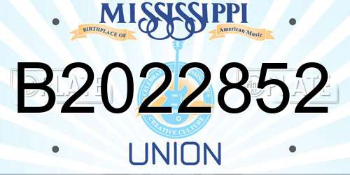 B2022852 Mississippi License Plate