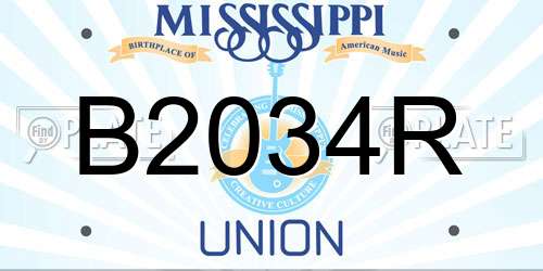 B2034R Mississippi License Plate