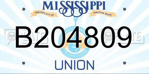 B204809 Mississippi License Plate