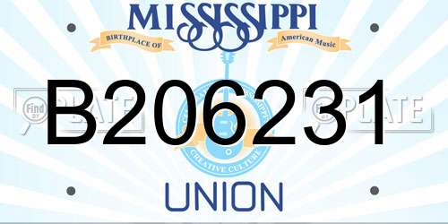 B206231 Mississippi License Plate
