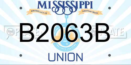 B2063B Mississippi License Plate