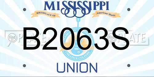 B2063S Mississippi License Plate