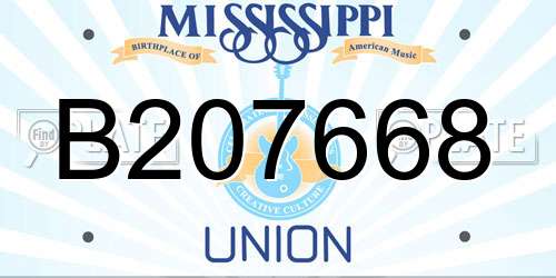 B207668 Mississippi License Plate