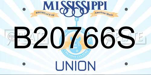 B20766S Mississippi License Plate