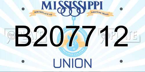 B207712 Mississippi License Plate