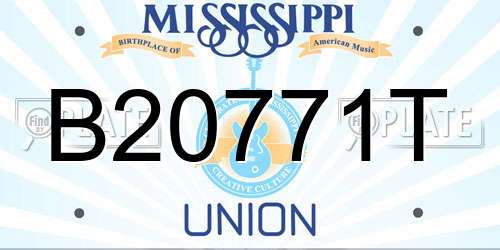 B20771T Mississippi License Plate