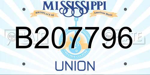 B207796 Mississippi License Plate