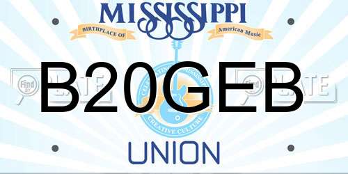 B20GEB Mississippi License Plate