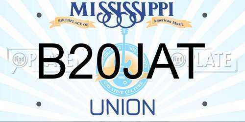 B20JAT Mississippi License Plate