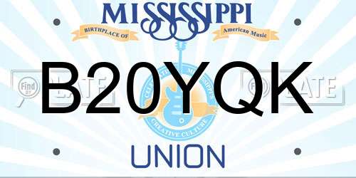 B20YQK Mississippi License Plate