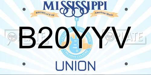 B20YYV Mississippi License Plate