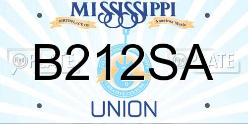 B212SA Mississippi License Plate