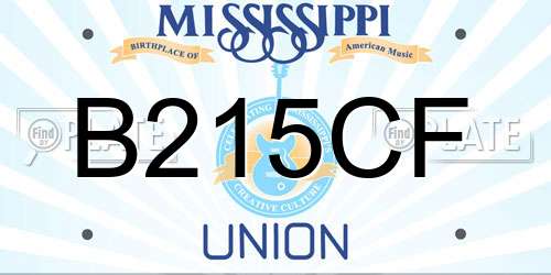 B215CF Mississippi License Plate