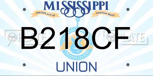 B218CF Mississippi License Plate