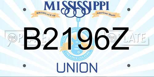 B2196Z Mississippi License Plate