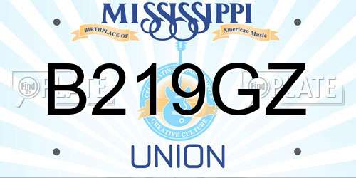 B219GZ Mississippi License Plate