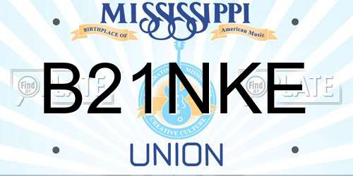 B21NKE Mississippi License Plate
