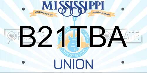 B21TBA Mississippi License Plate