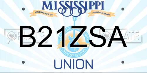 B21ZSA Mississippi License Plate