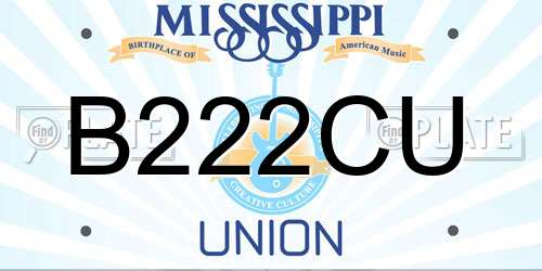 B222CU Mississippi License Plate