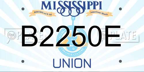 B2250E Mississippi License Plate